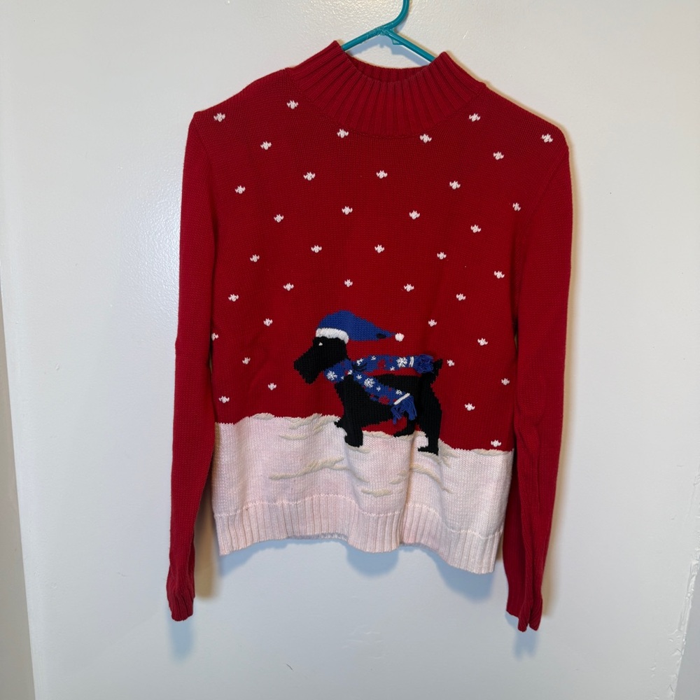 Liz Claiborne Christmas winter Scottish Terrier Dog Sweater women's size small‎